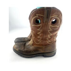 ROCKY Roper Cowboy Boots Mens Sz 12 M Brown Leather Western Rodeo Sddle Azt Ocre